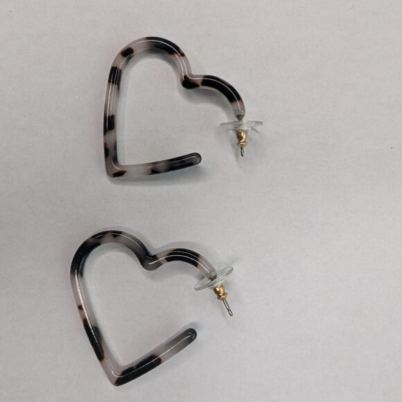 Jcrew heart black white earrings - Picture 2 of 3